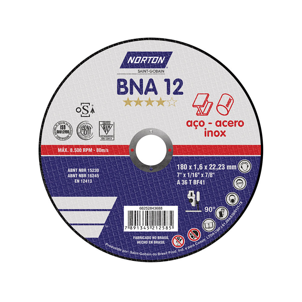 Frugal riesgo Persistente Disco de corte Inox. BNA12 7"-180x1.6mm Norton - Promart