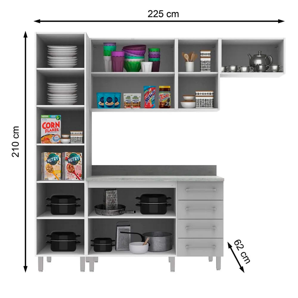 COMBO Muebles de cocina modulares 2.25 metros Gris - Promart