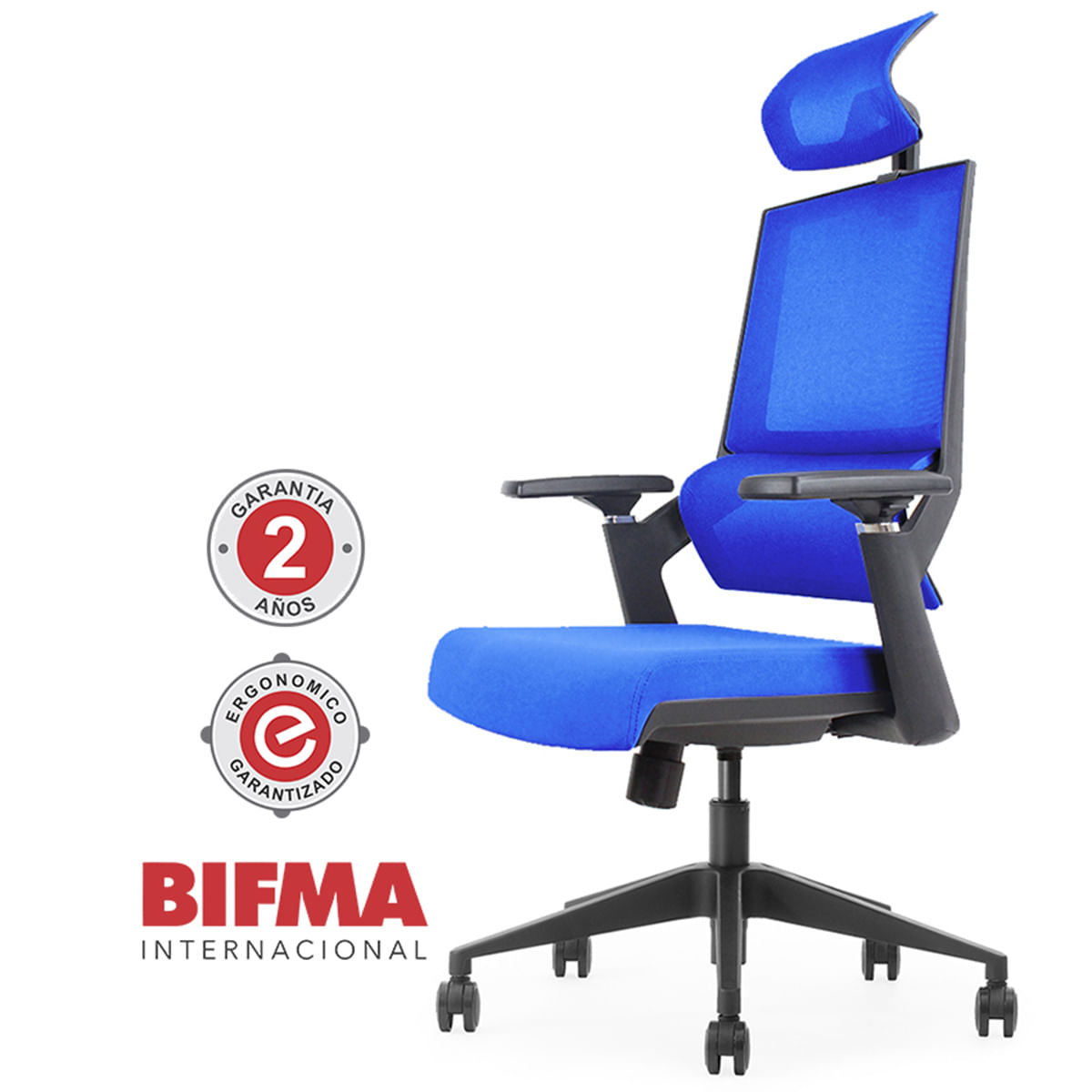 Silla Giratoria Ergonómica Decorplas Sparta Dark Blue con Brazos 2D