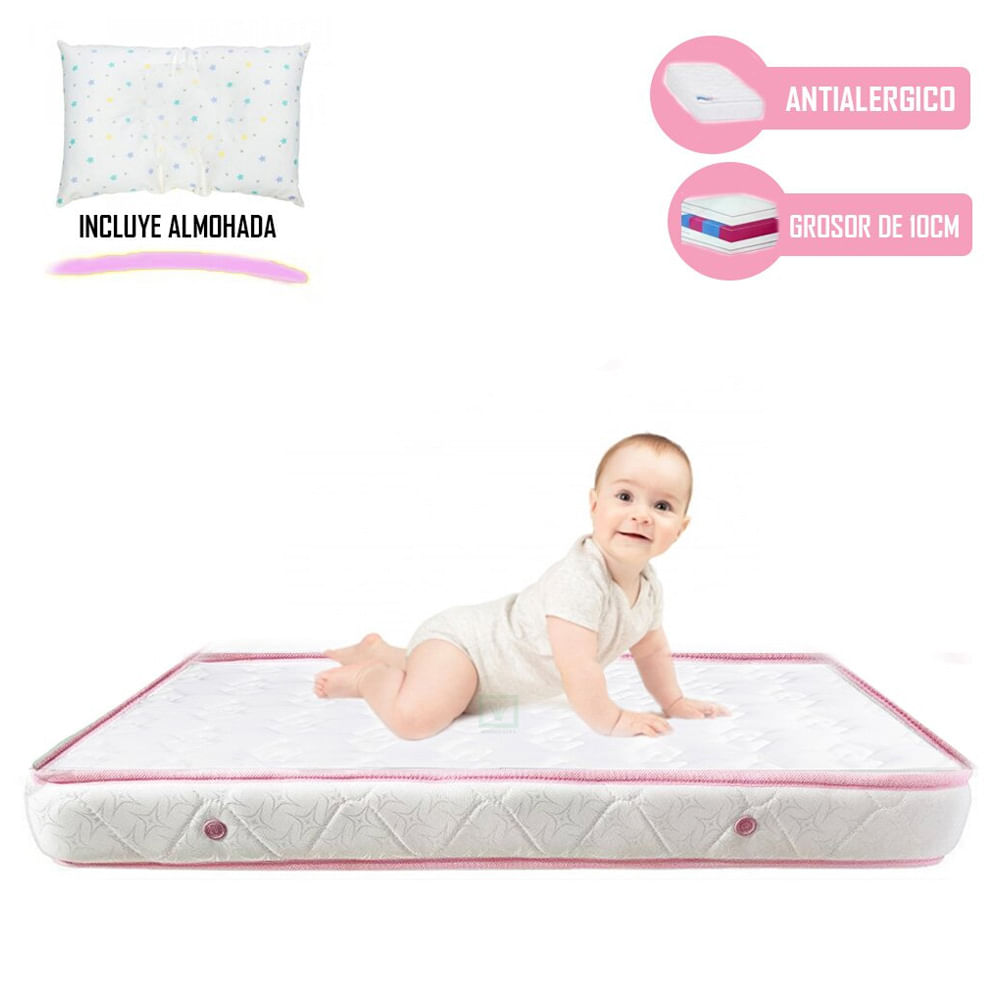 Colchón de Bebe para Cunas Pack and Play de 4"" Rosado