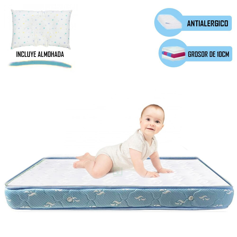 Colchón de Bebe para Cunas Pack and Play de 4"" Celeste