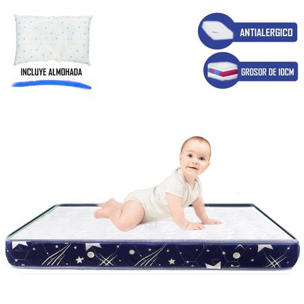Cuna para Bebe Ebaby con Colchon Antialergico Azul - Promart