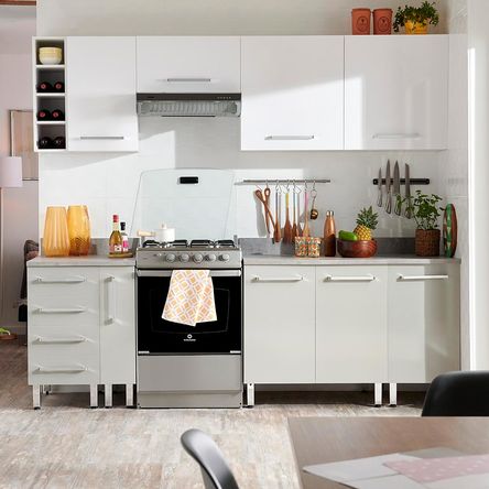 COMBO Mueble de cocina modular 240cm Blanco y Gris - Promart