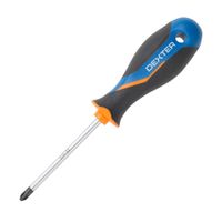 Desarmador Dexter PH2 de Acero Cromado con Mango Azul de 100mm