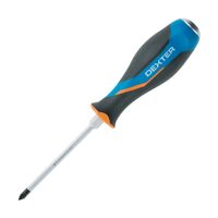 Desarmador Dexter PH1*100mm Cromado con Mango Azul
