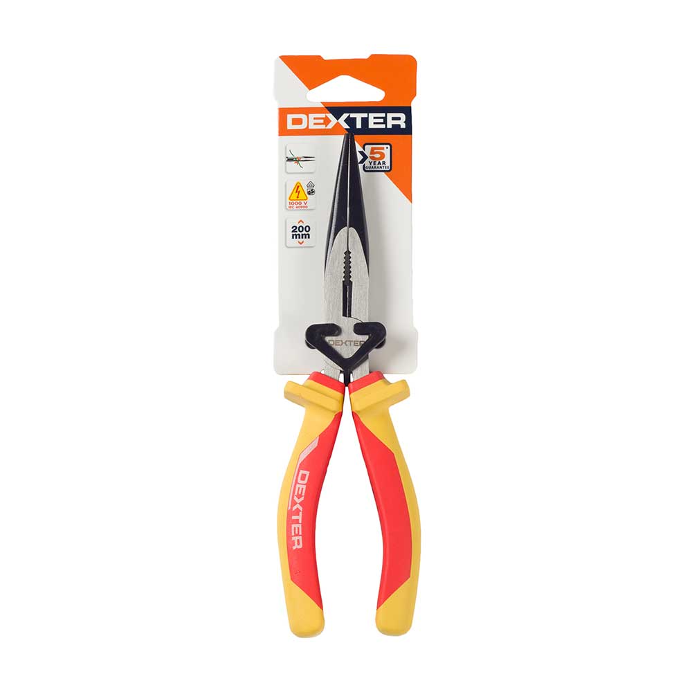 Alicate Dexter Punta Larga Aislado 200mm CRV Negro/Amarillo