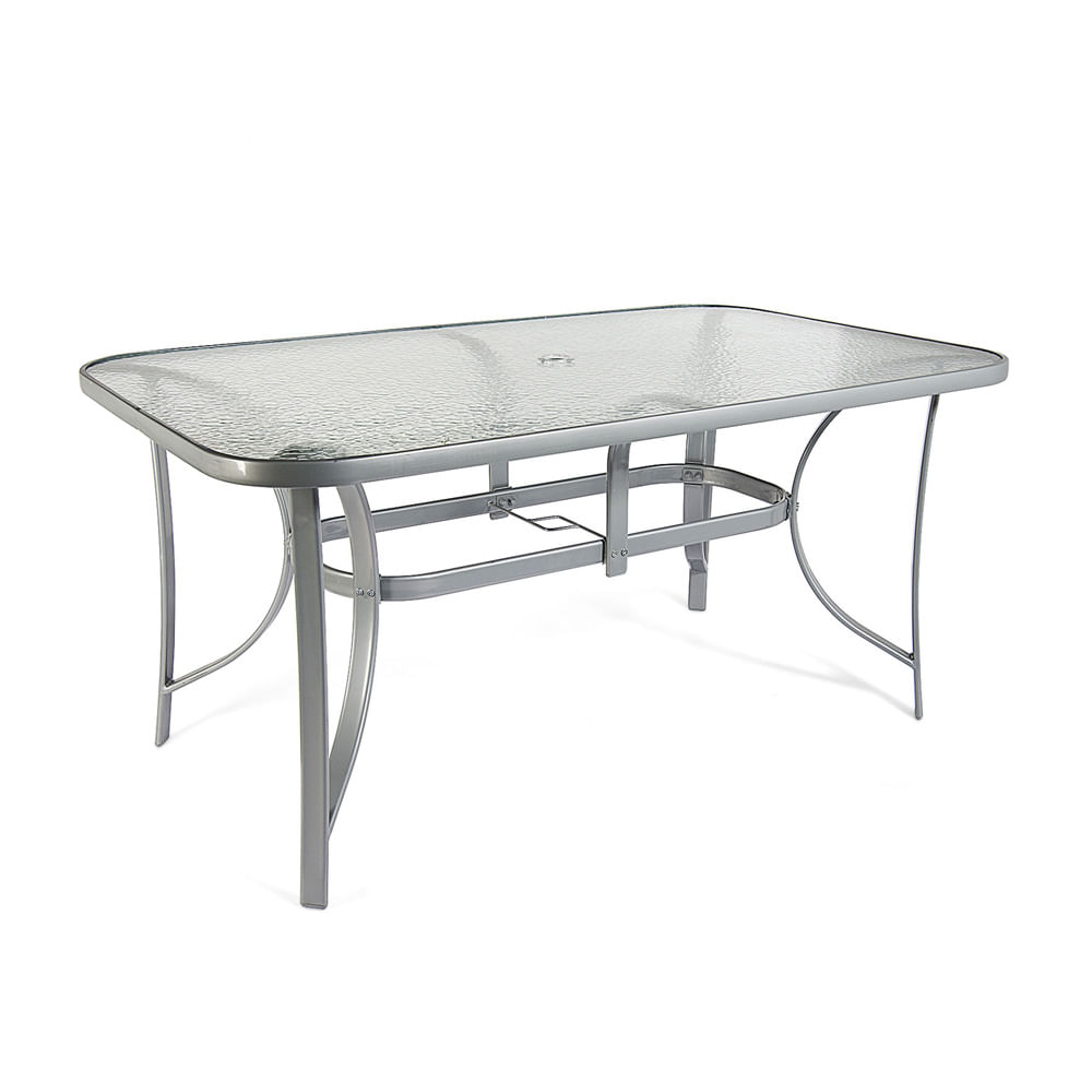 Mesa rectangular de vidrio y metal 150 x 90 cm - Promart