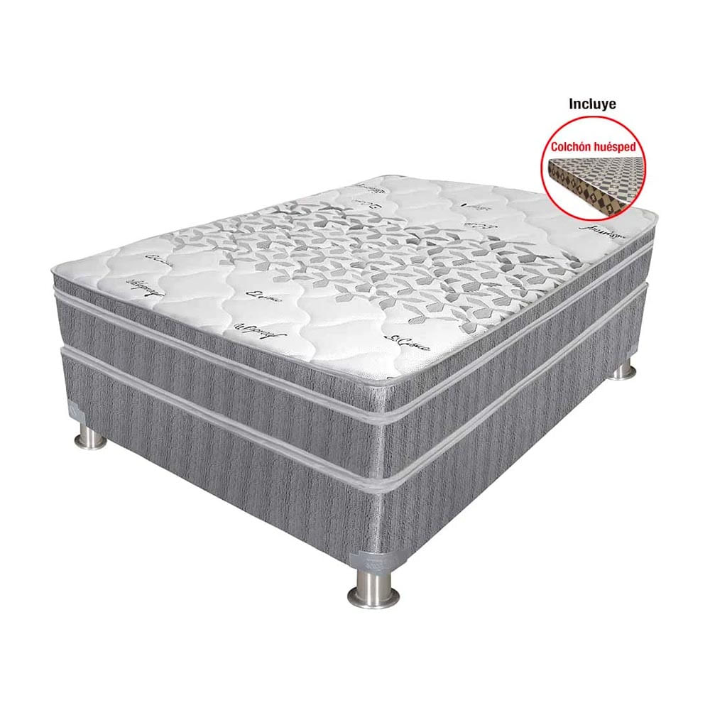 Conjunto Box Tarima CISNE Amets 2 Plazas + 2 Almohadas de Fibra