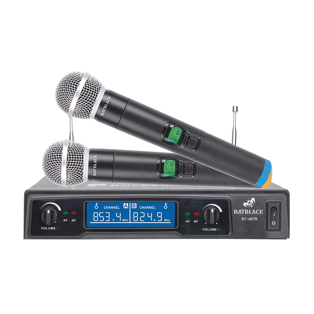 Micrófono Batblack doble inalámbrico VHF Display - Promart