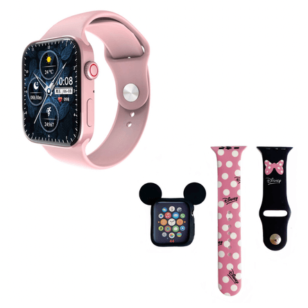 Pack Smartwatch N76 serie 7 Rosado + Case Funda Mickey Mouse + Correa  Minnie Mouse Rosado - Promart