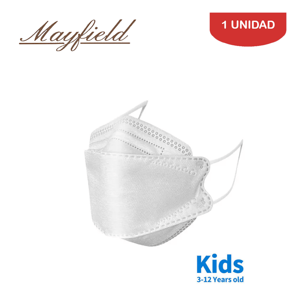 Mascarilla KN95 Mayfield Fish Shape 3D Niños/Niñas Blanco 1 Unidad