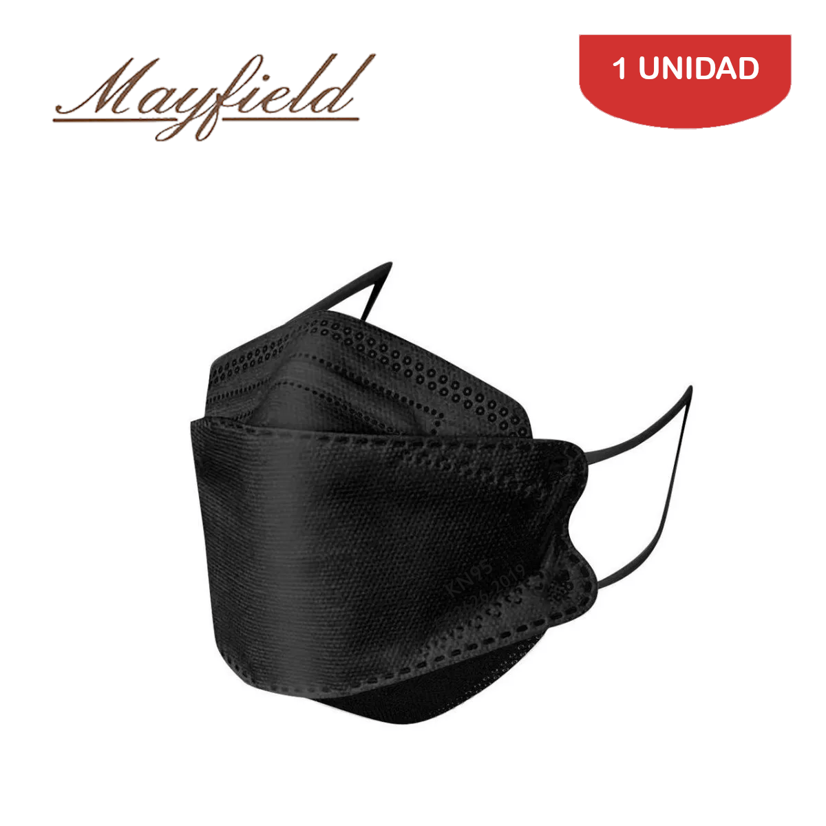 Mascarilla KN95 Mayfield Fish Shape 3D  Negro 1 Unidad