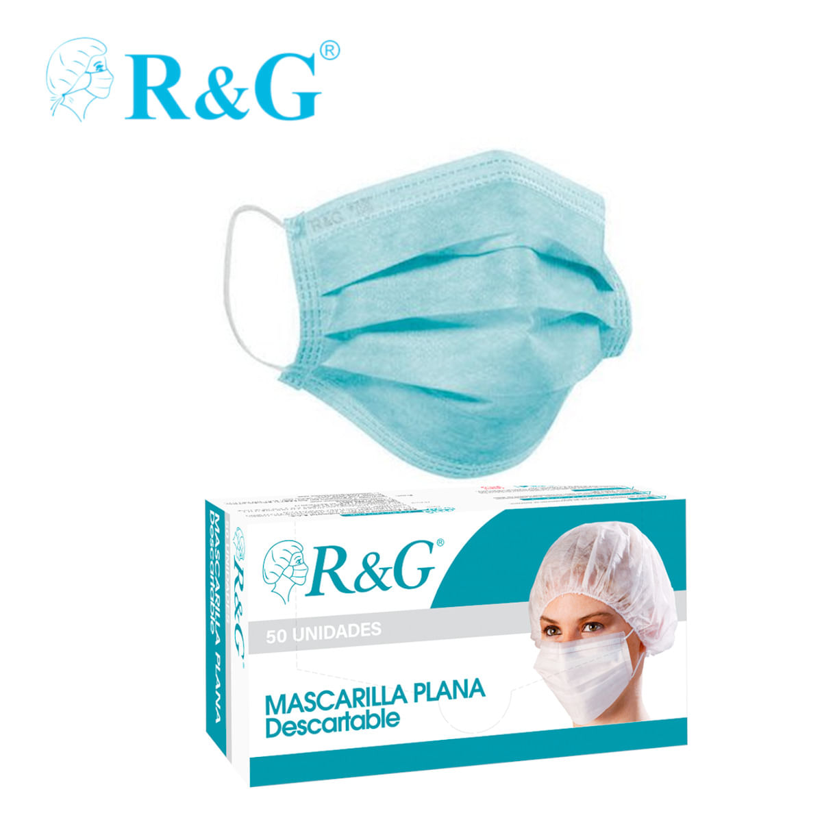 Mascarilla Quirúrgica R&G 3 Capas 3 Pliegues Caja*50und