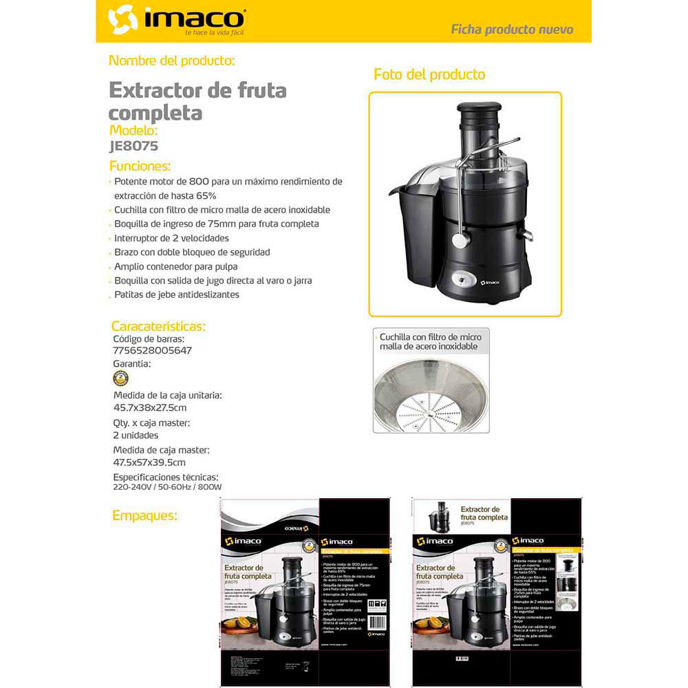 Extractor De Jugos Imaco De 700 Watts je26fc – Dlectro