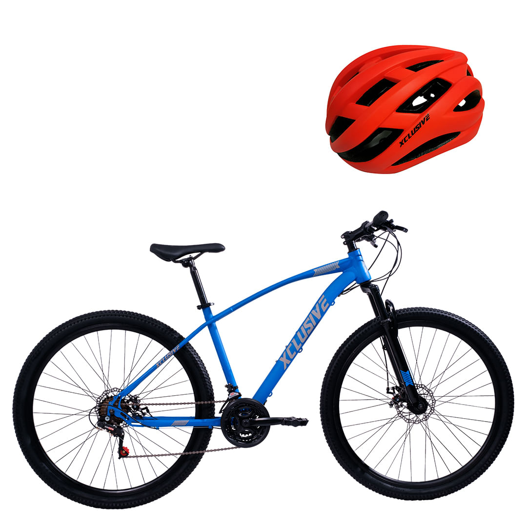 Bicicleta  Xclusive Aro 29 Az + Casco Mtb Rojo M