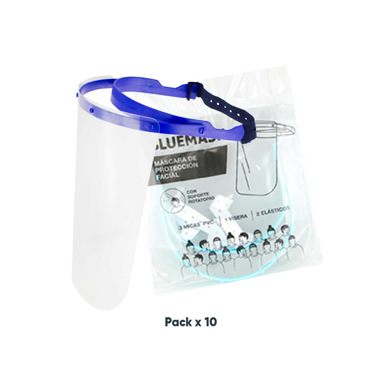 Protector Facial Mica de PVC Azul (Pack x 10 unds)