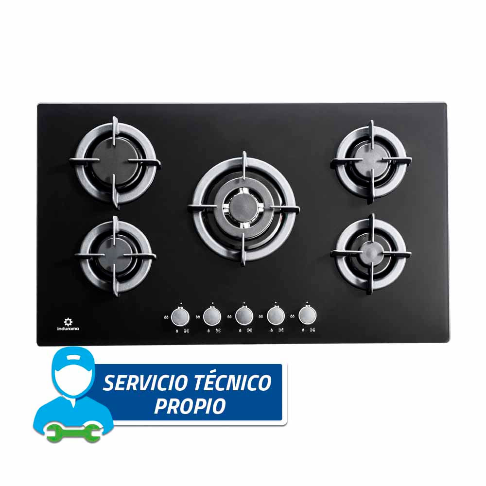 Cocina a Gas Empotrada INDURAMA EGI-905VDEG 5 Hornillas Negro