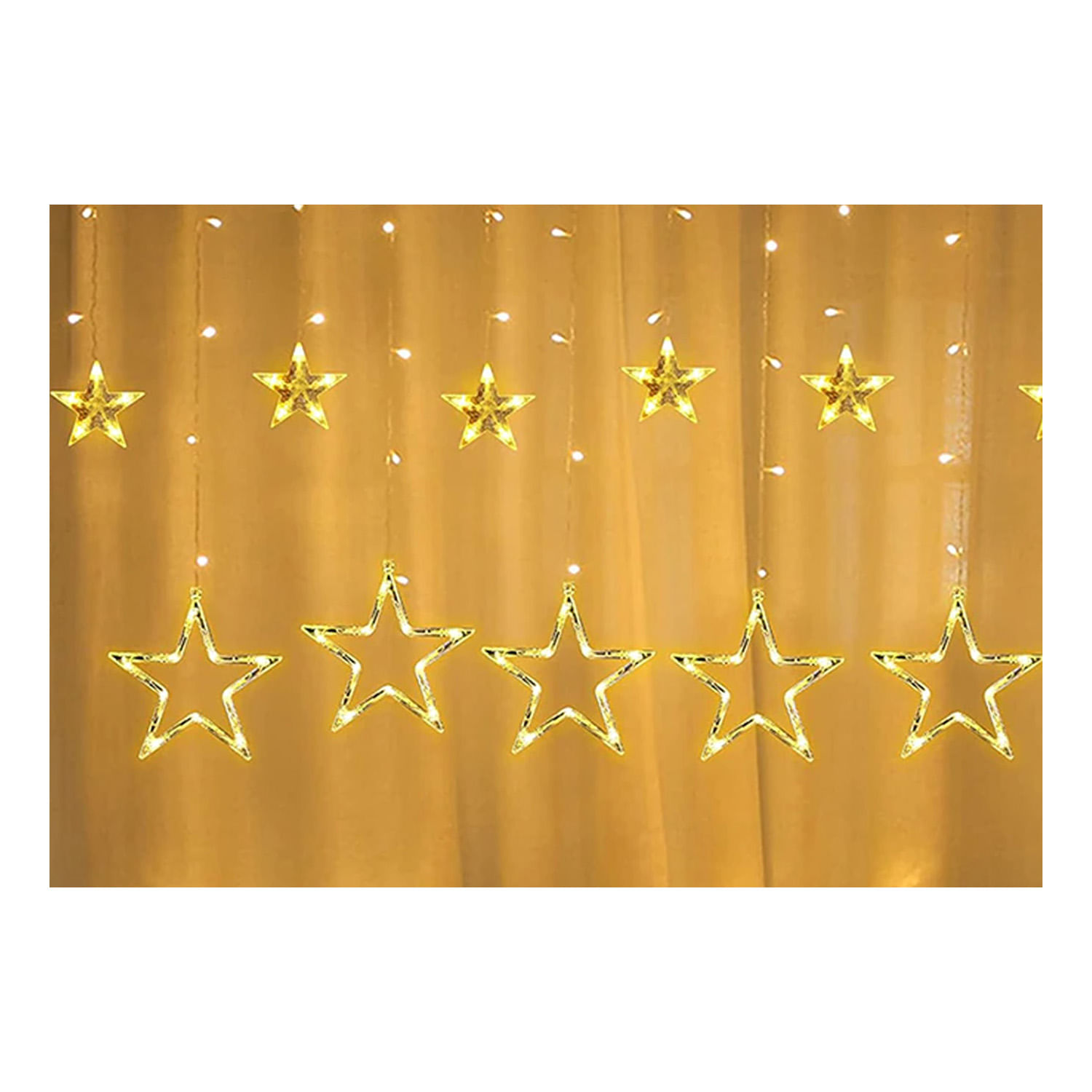 Guirnalda de Luces LED Navidad con Forma Cascada Estrellas Amarillas