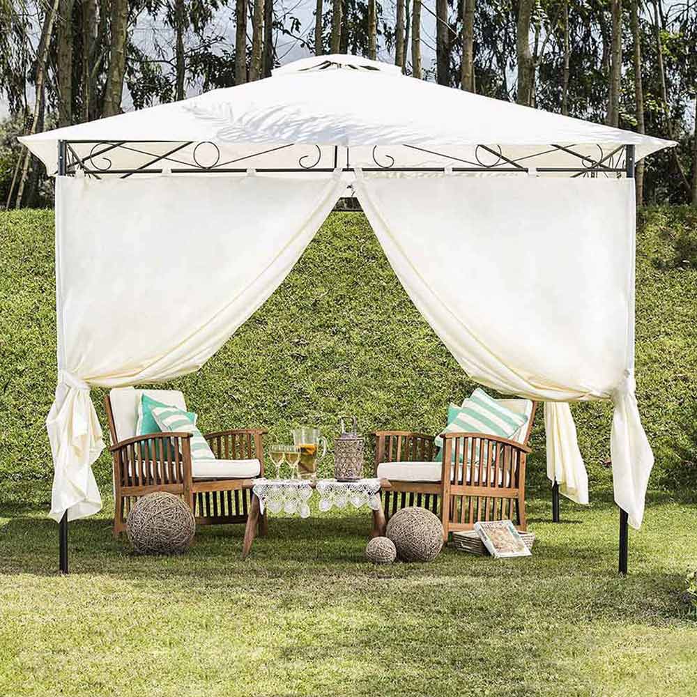 Pérgola con cortinas 300 x 300 cm - Promart