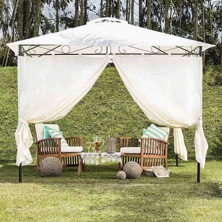 Pérgola con cortinas 300 x 300 cm - Promart