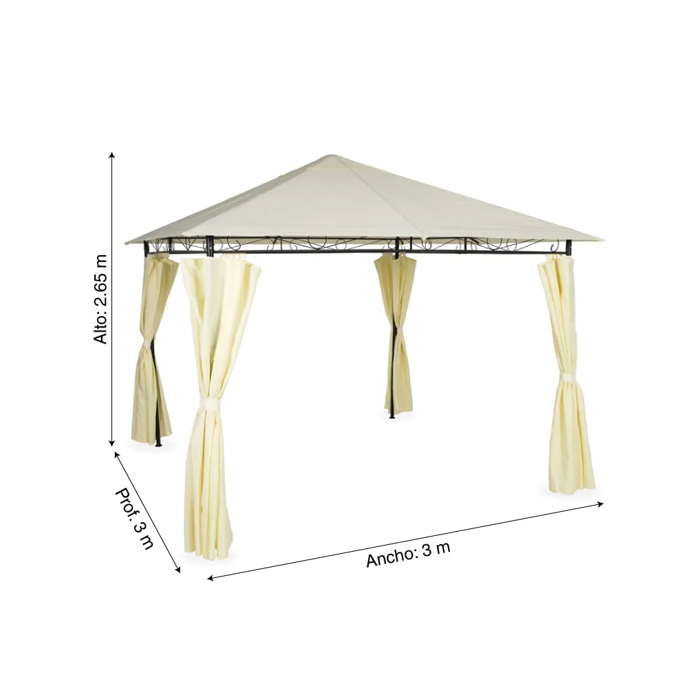 Pérgola con cortinas 300 x 300 cm - Promart