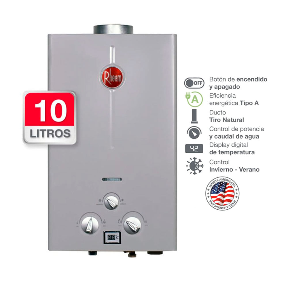 Calentador A Gas Rheem GLP 10 Litros - Promart