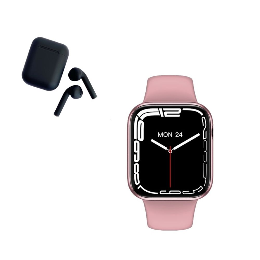Pack Smartwatch HW37 GPS Rosado y Audifono I12 Negro - Promart