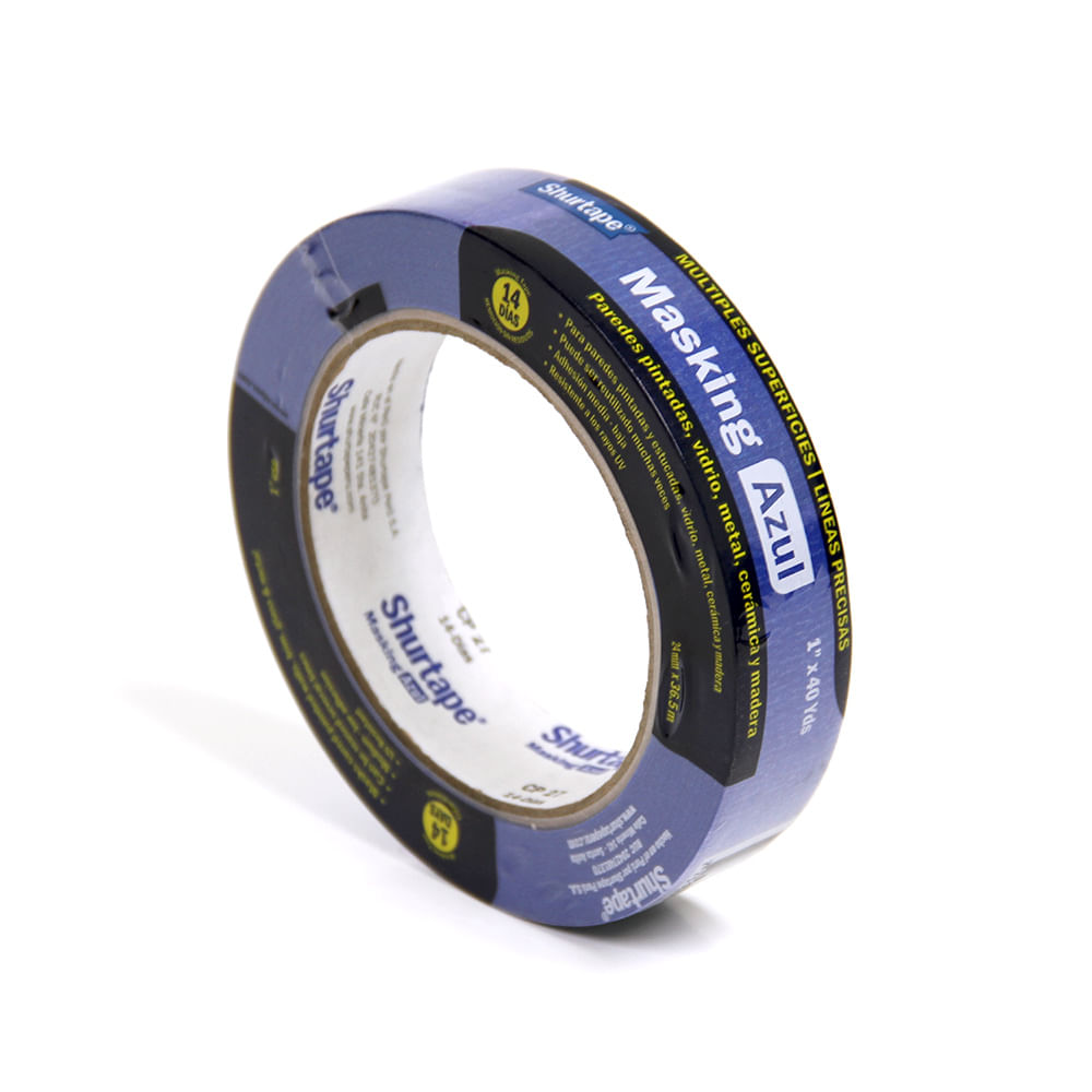 Cinta Masking Tape Azul 1"" x 40yd (24mm x 36.6m) Shurtape