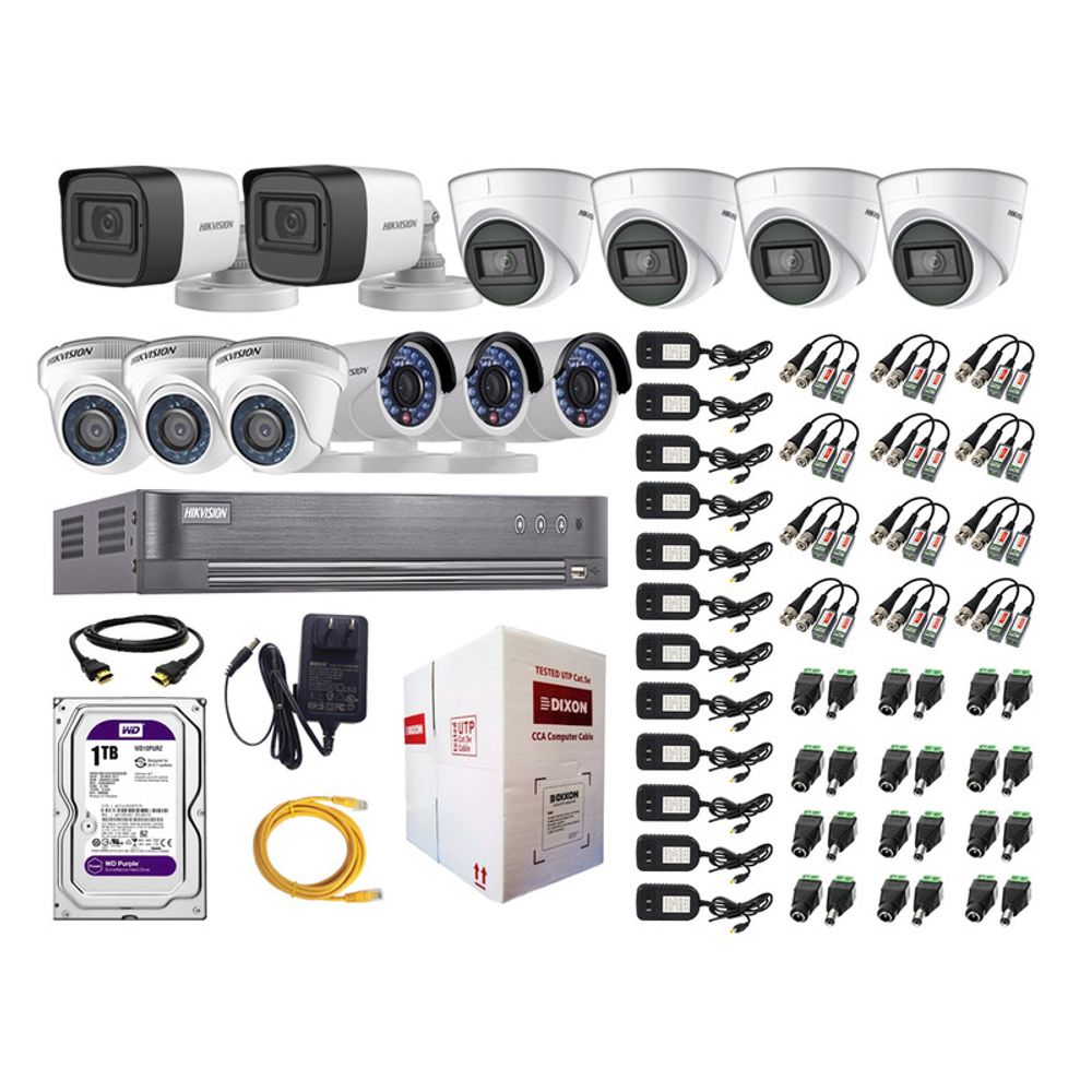 Kit 12 Cámaras de Vigilancia Hikvision Hd 720P Disco 1Tb P2p Kit de  Micrófono - Promart