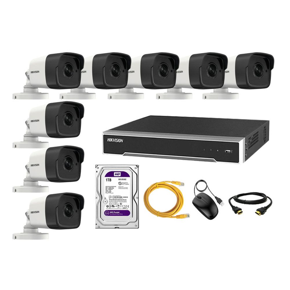 Camara de Seguridad Ip Poe Full HD 1080P Kit 4 Disco 2TB WD Purpura