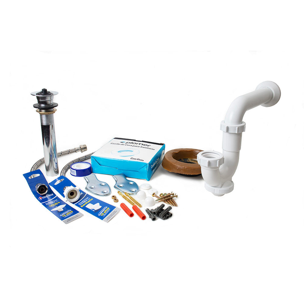 Kit para 1/2 Baño Premium Coflex en Acero Inoxidable Azul