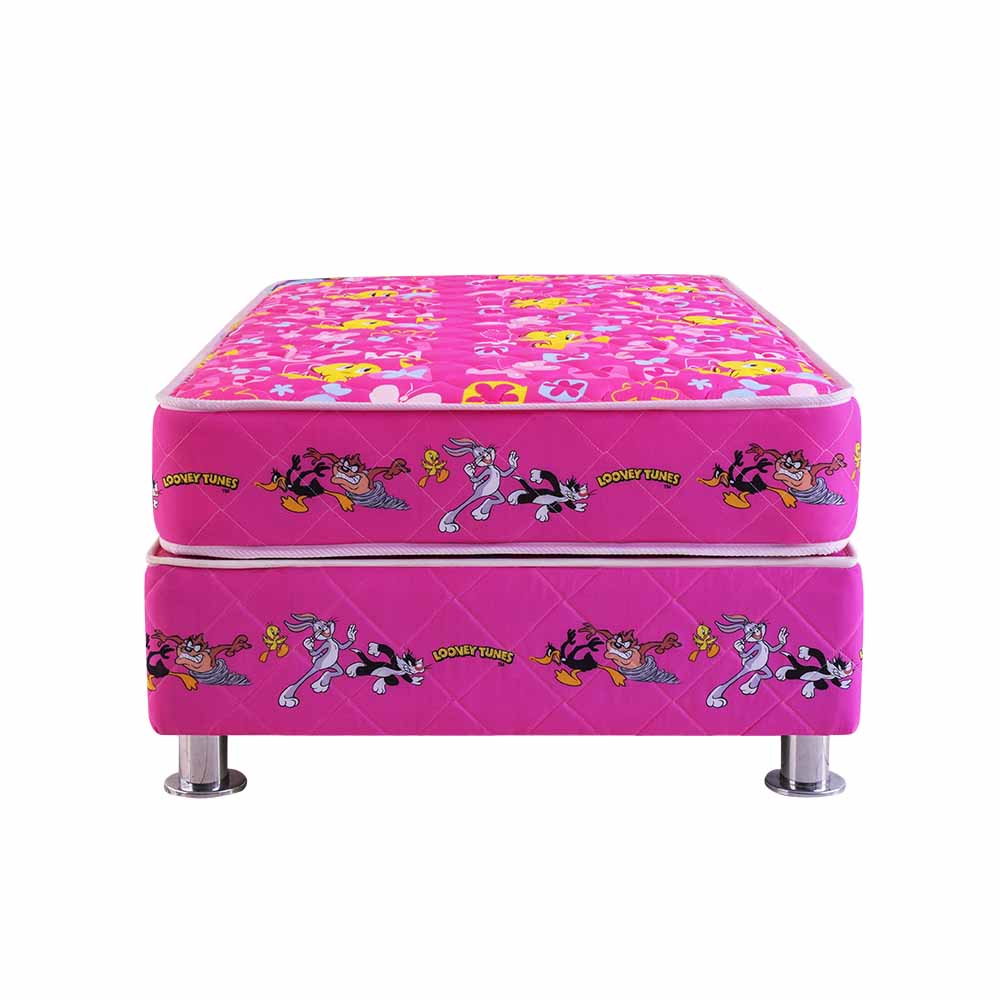 Cama Box Tarima FORLI Looney Tunes Rosado 1.5 Plz + 1 Almohada + Protector