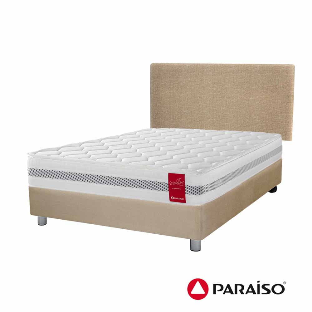 Dormitorio PARAISO Medallón Champagne 1.5 Plazas + 1 Almohada + Protector