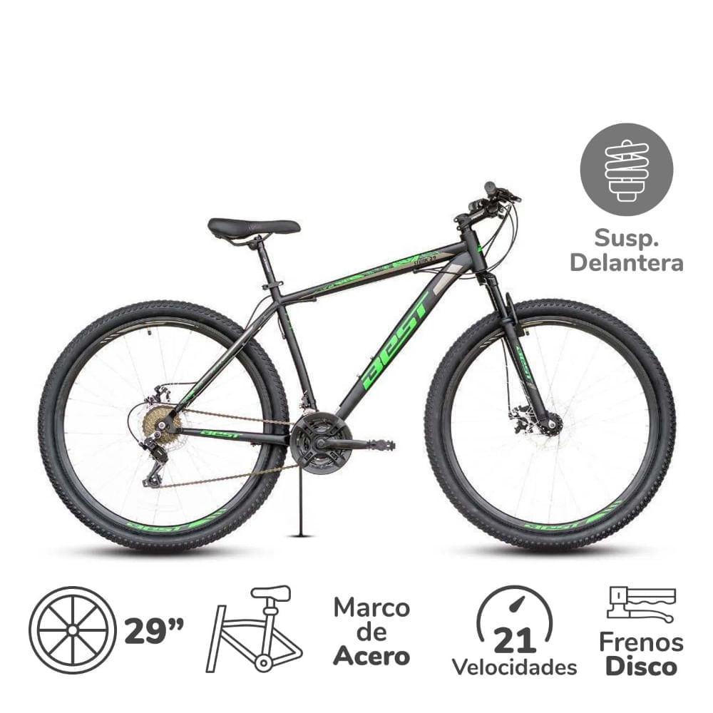 Bicicleta Best Stork Aro 29 21V Negro/Verde