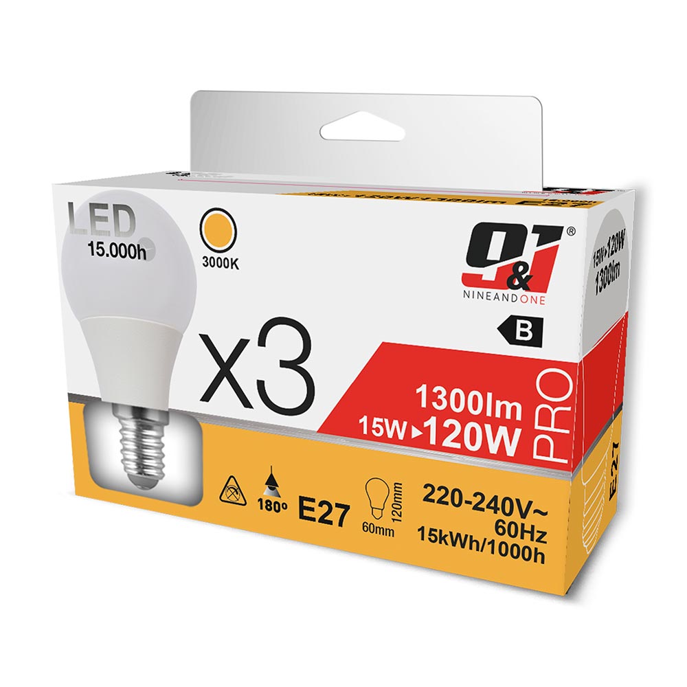 Pack x3 focos led estándar A60 E27 15W LC H91