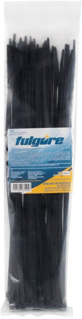 Cintillo plástico negro 4.5MMX20CM 50PZS FU0280 Fulgore