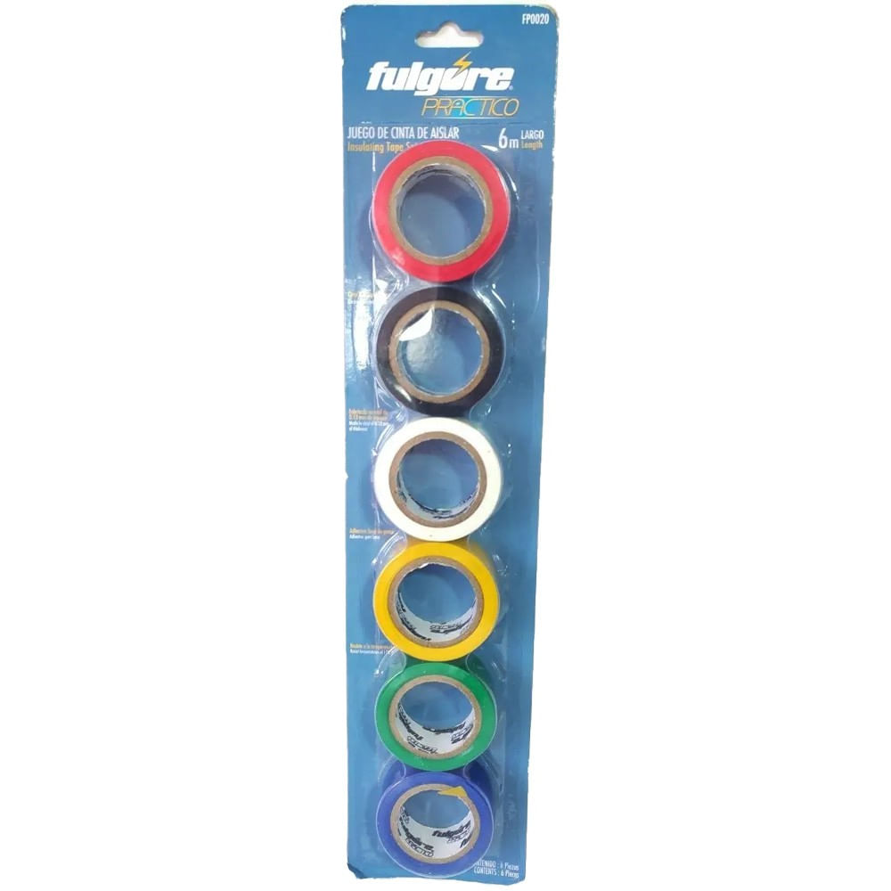 Juego de Cintas Aislante de Colores 18MM X 6M FP0020 Fulgore