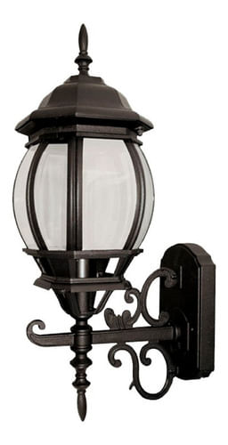 Farol De Pared Colonial Soportado Negro FU0784 Fulgore
