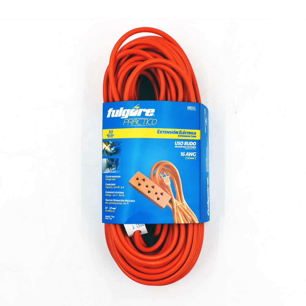 Extensión Uso Rudo Naranja 30mts Calibre 2x16 FP0115 Fulgore