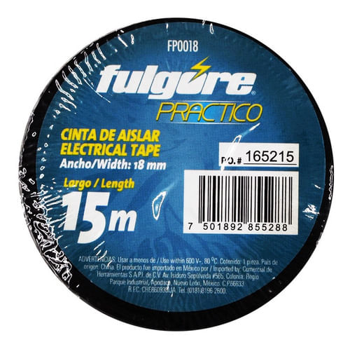 Cinta Aislante Negro 18MM X 15M FP0018 Fulgore