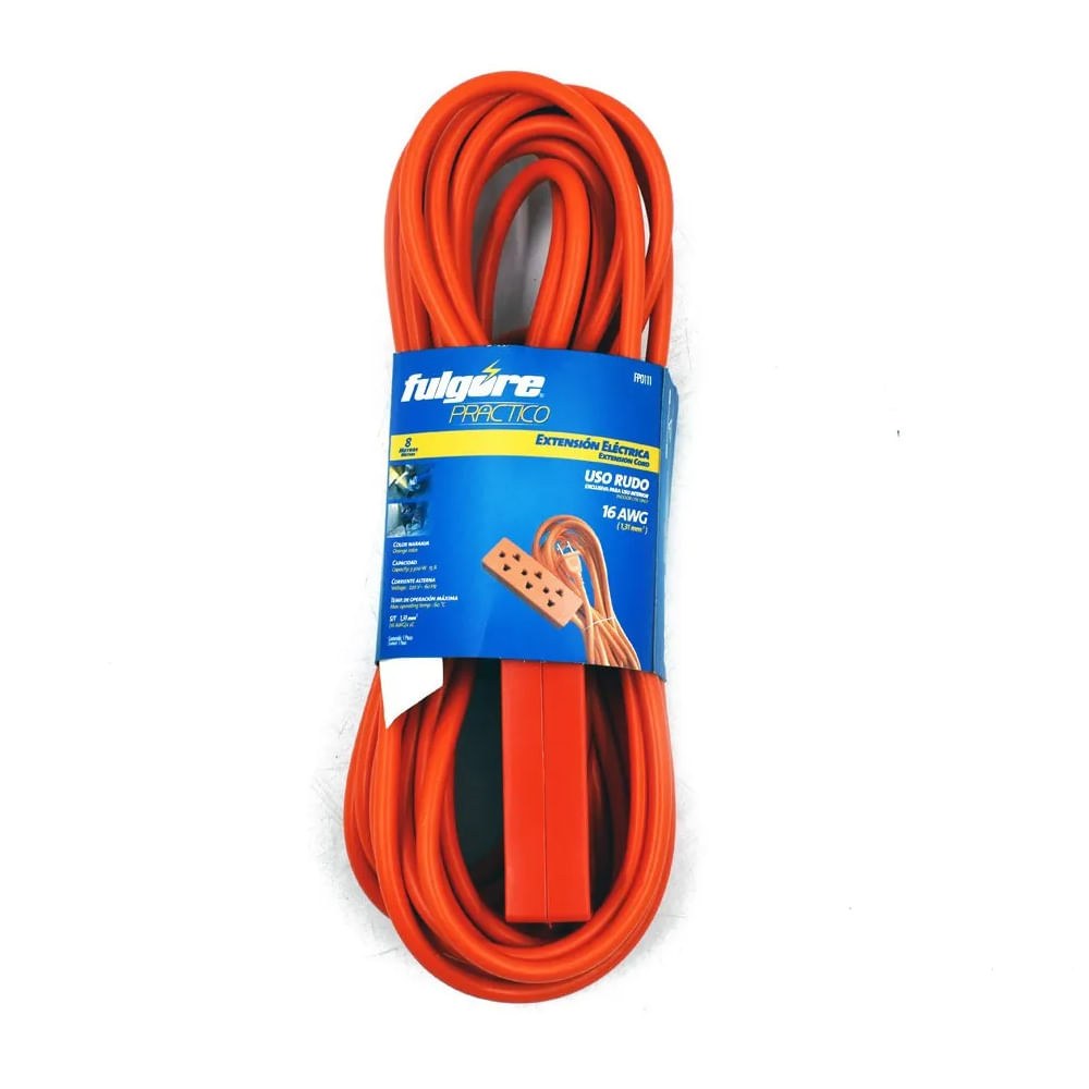 Extensión Uso Rudo Naranja 8mts Calibre 2X16 FP0111 Fulgore