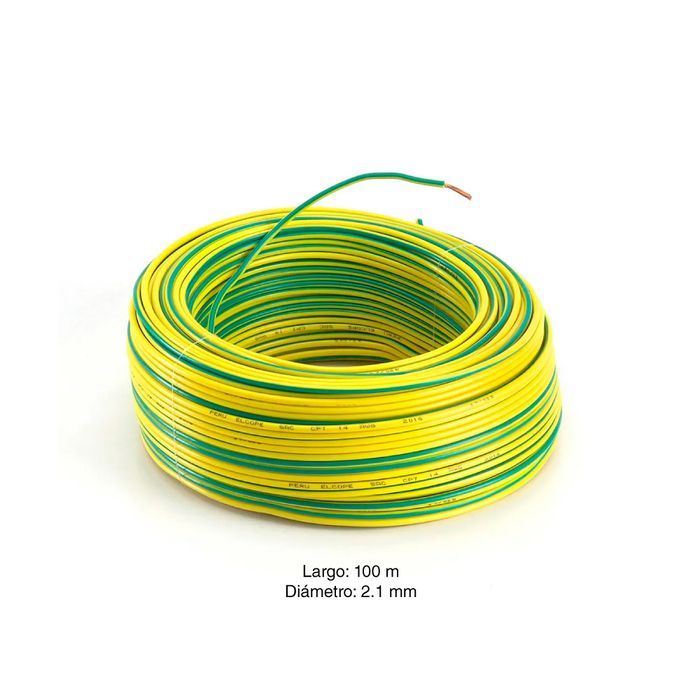 Hilo libre de hal/ógenos de 4mm en caja de 100m Amarillo//Verde