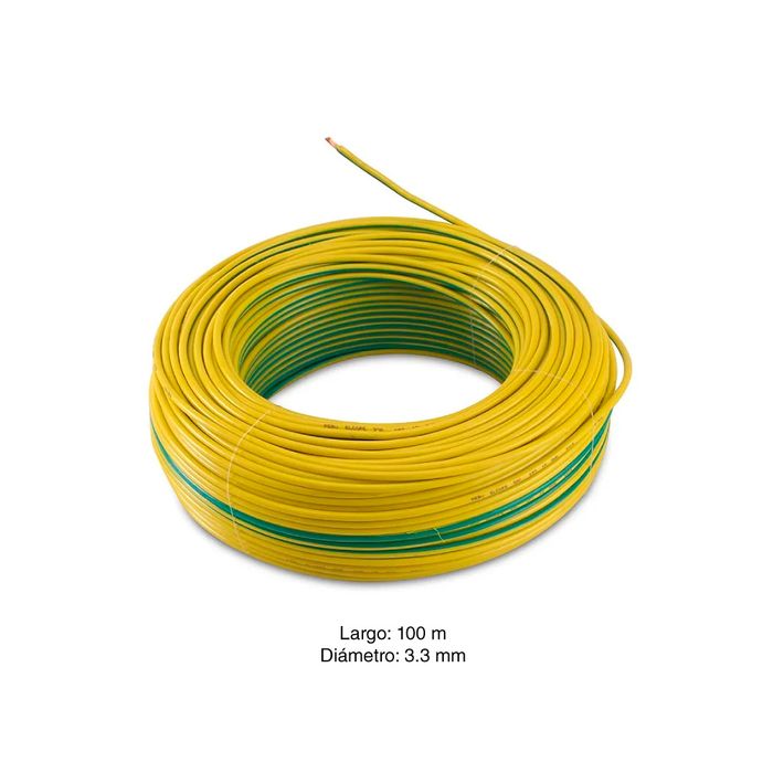 Hilo libre de hal/ógenos de 4mm en caja de 100m Amarillo//Verde