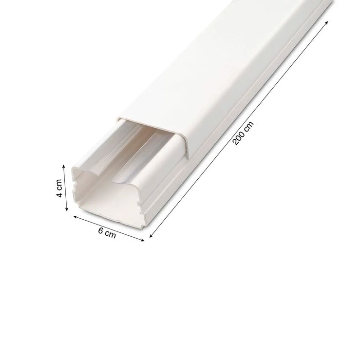 Canaleta Para Cables De Pared (4.8 M) - Autoadhesiva, Blanco, 20x10 Mm, Con Accesorios Para Ocultar Cables En Casa U Oficina