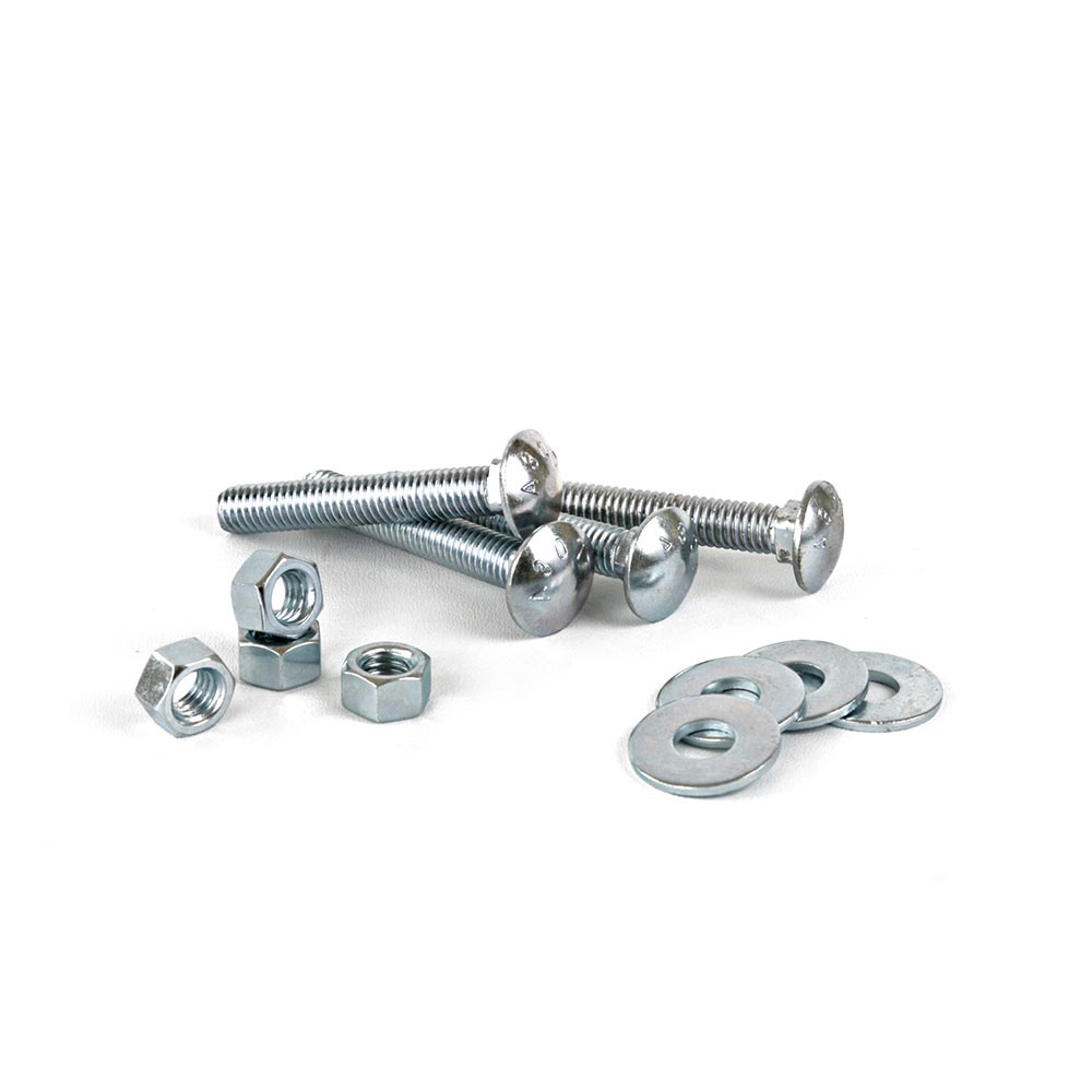 Perno Coche + Tuerca + Arandela 3/8x2 1/2"" x 4 unidades