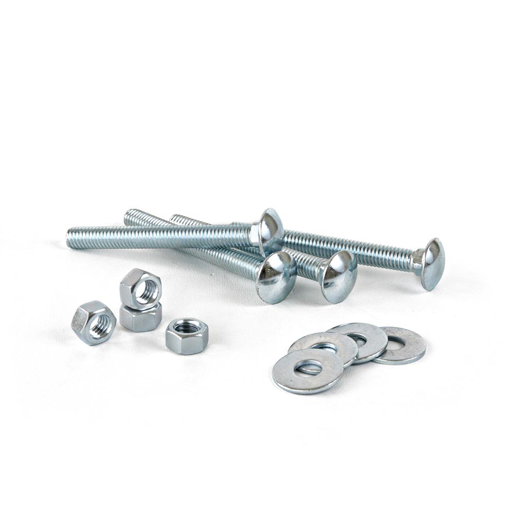 Perno Coche + Tuercas + Arandelas 3/8x3 1/2"" x 4 unidades
