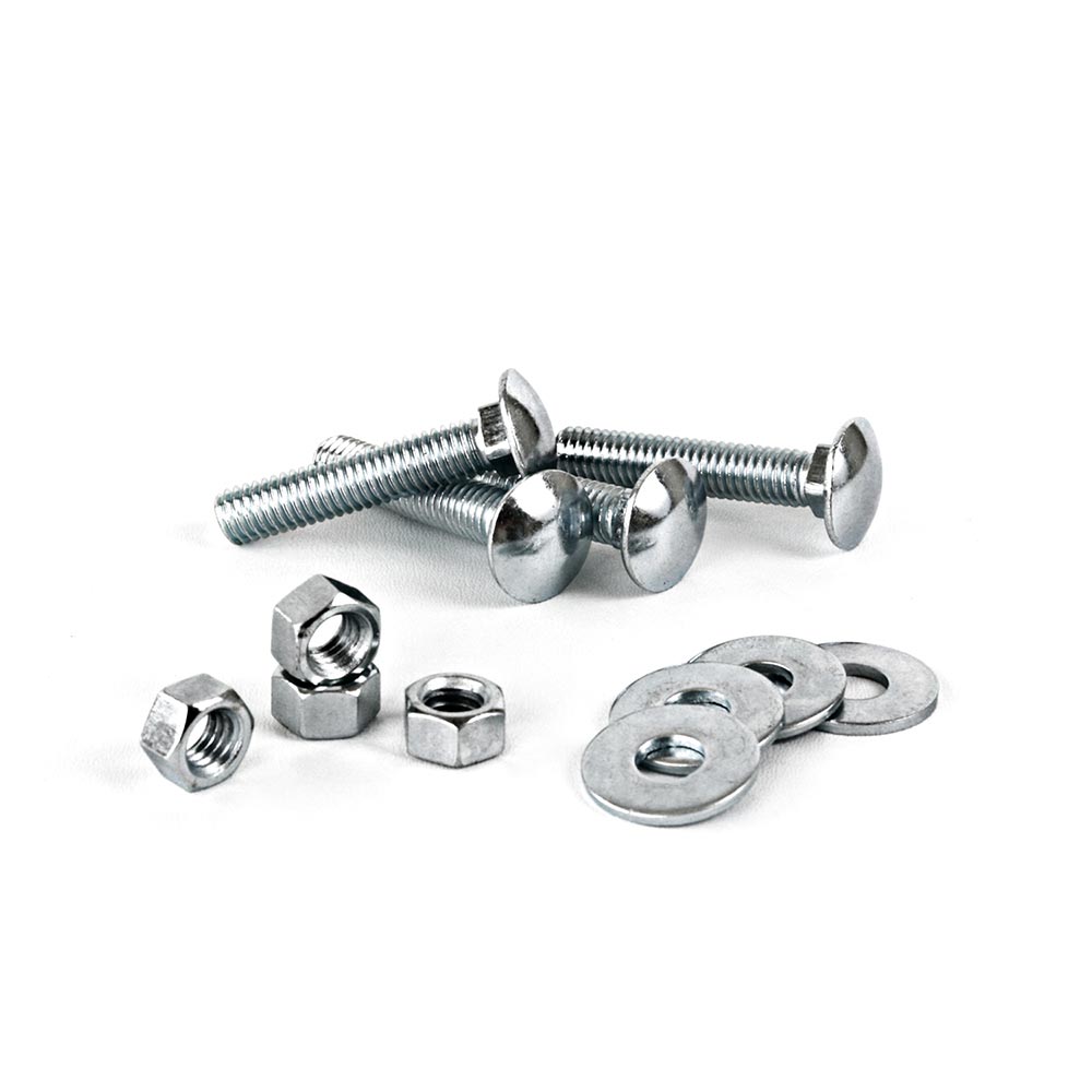 Perno Coche + Tuercas + Arandelas 3/8x2"" x 4 unidades