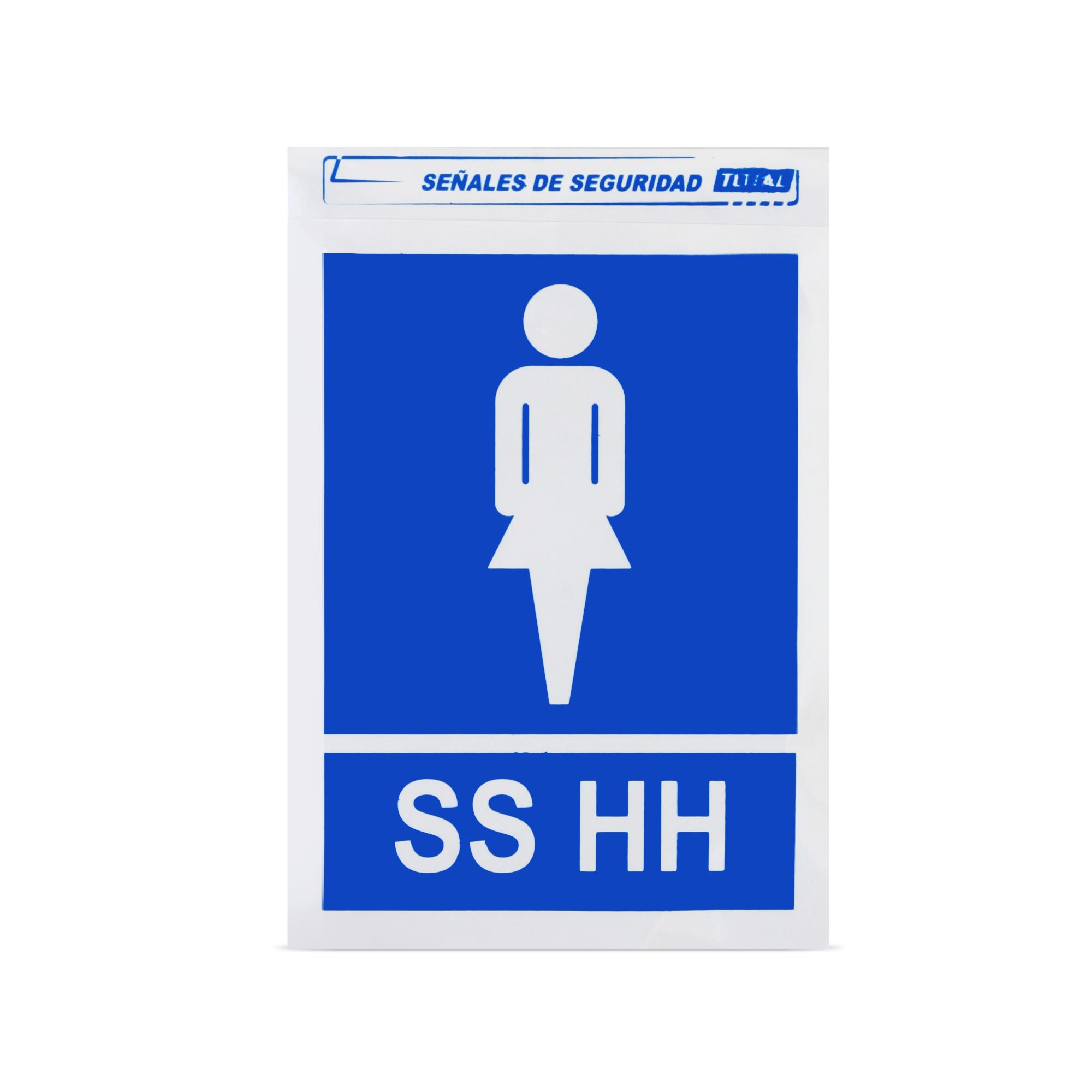 Señal de Baño Damas Azul Papel Adhesivo