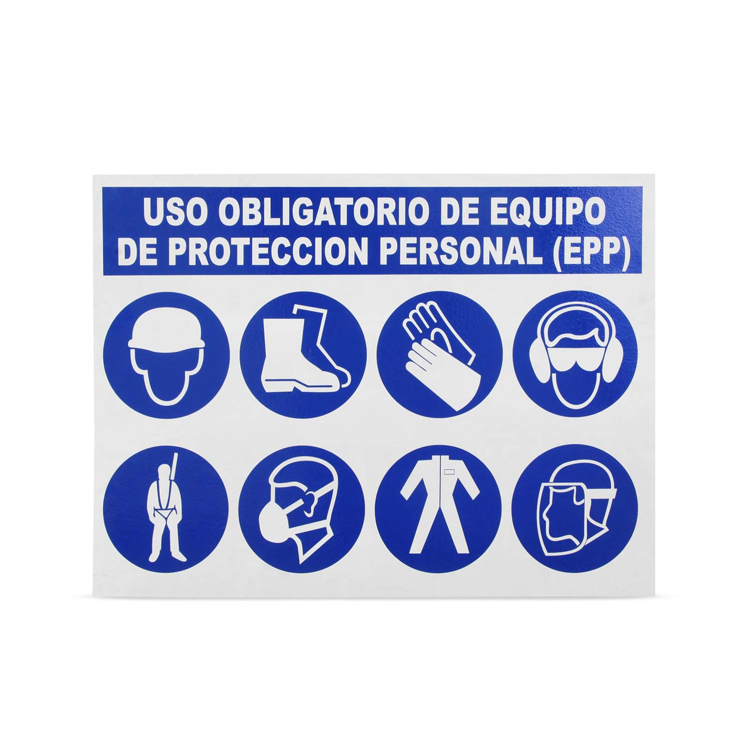 Señal de Seguridad Informativa EppObras de Madera Azul 80x60cm