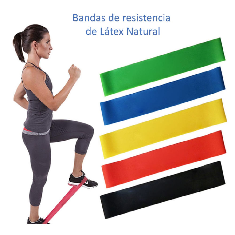 Kit 5 bandas elasticas de resistencia para ejercicios